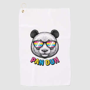パンダのサングラス ビンテージ風 刺繍Tシャツ デザイン ゴルフタオル