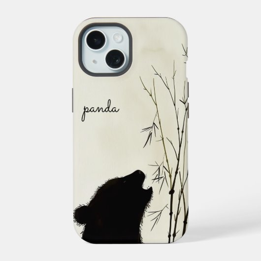 パンダのシルエット iPhone 15ケース (裏面)