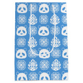 パンダのジャングルのインプレッション – 青 ミディアムペーパーバッグ (裏面)