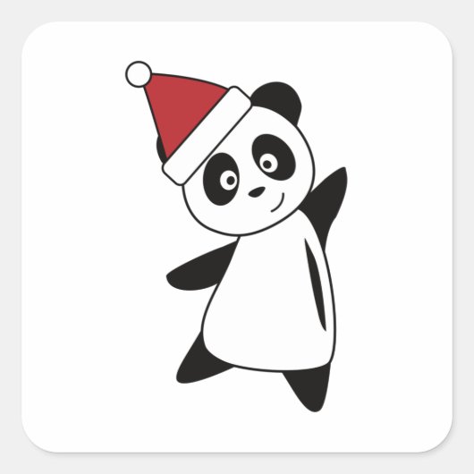 パンダのテディベアクリスマスかわいい子供へ動物 スクエアシール (正面)