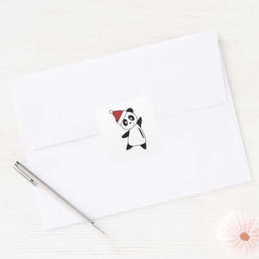 パンダのテディベアクリスマスかわいい子供へ動物 スクエアシール (封筒)