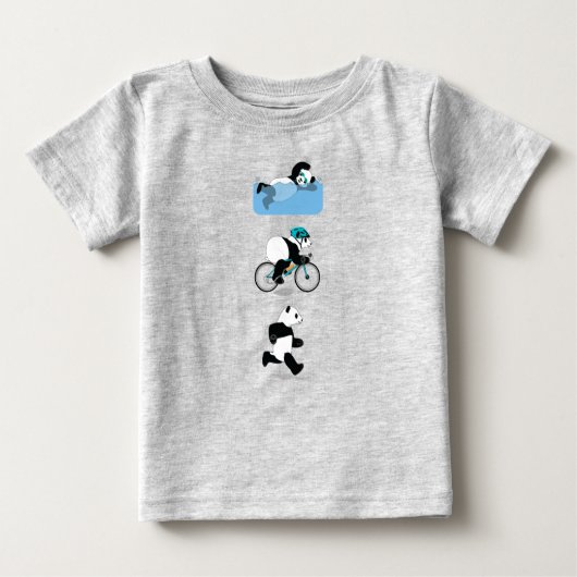 パンダのトライアスロンのBabysのTシャツ ベビーTシャツ (正面)