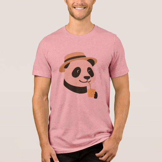 パンダのドリンクTri-Blend Tシャツ (正面)