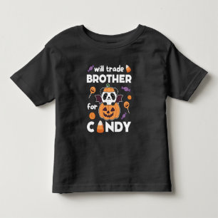 パンダのハロウィンお菓子交換兄弟 トドラーTシャツ