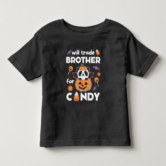 パンダのハロウィンお菓子交換兄弟 トドラーTシャツ (正面)