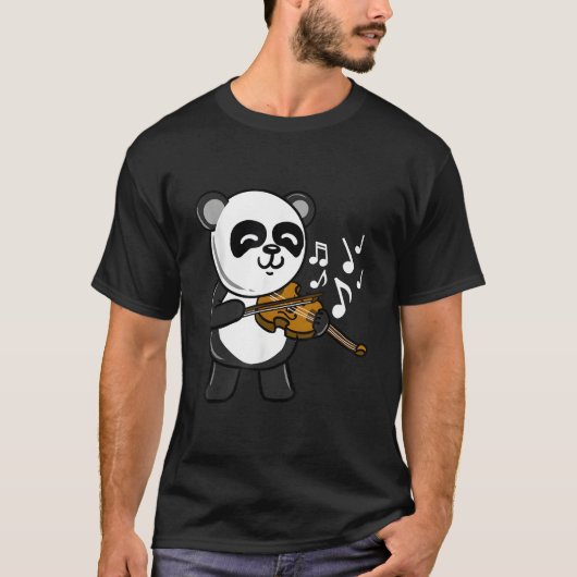 パンダのバイオリン演奏 Tシャツ (正面)