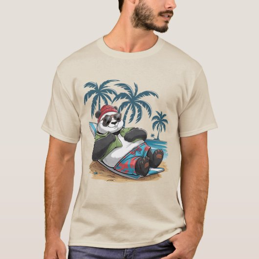 パンダのバカンスモード Tシャツ (正面)