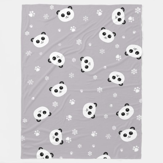 パンダのパーティーのBlanekt |の灰色のパンダ|かわいいLgのフリース フリースブランケット (正面)