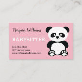 パンダのベビーシッターをする育児のピンクのベビーシッター動物 名刺 (正面)