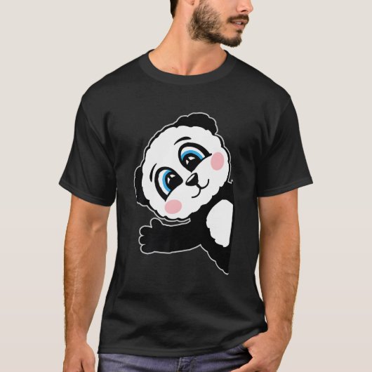 パンダのモチーフと子どもパンダのクマ Tシャツ (正面)