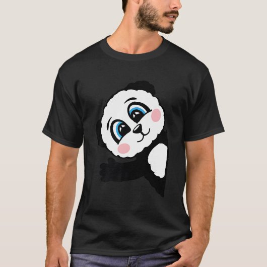 パンダのモチーフと子どもパンダのクマ Tシャツ (正面)