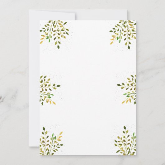 パンダの三つ子ベイビーシャワーのグリーン ネイチャー 招待状 (裏面)