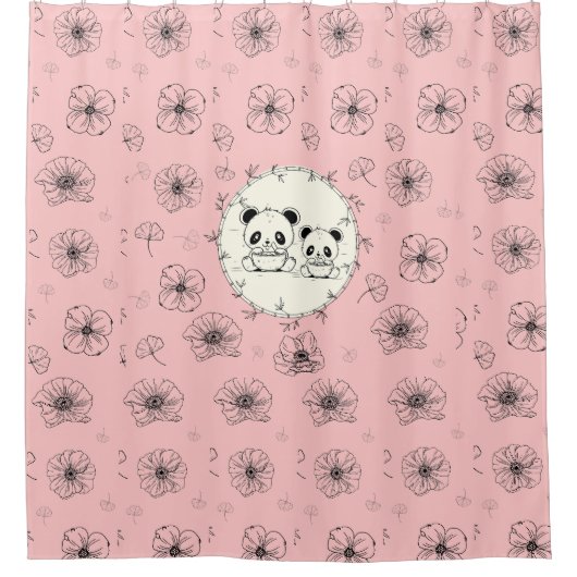 パンダの友人 シャワーカーテン (正面)