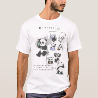 パンダの完璧な日常Tシャツ:寝る、食べる、読む、リラックス Tシャツ
