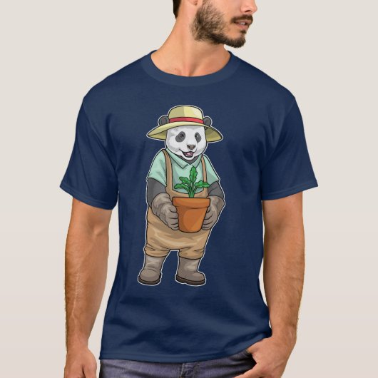 パンダの庭師 苔玉 ガーデン Tシャツ (正面)
