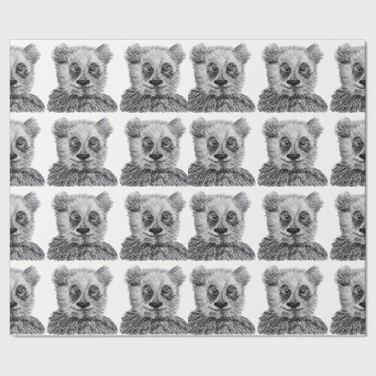 パンダの引く無光沢の包装紙、xの30 6つのft ラッピングペーパー (シーム)