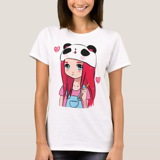 パンダの抱擁と深紅の夢 Tシャツ (正面)