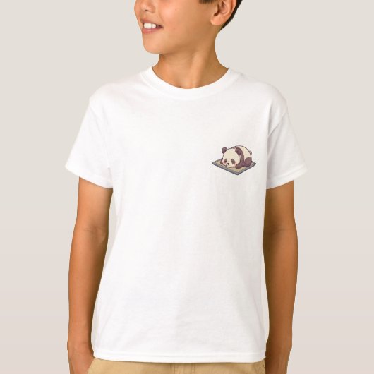 パンダの昼寝い草ござ敷き 子供用 Tシャツ (正面)