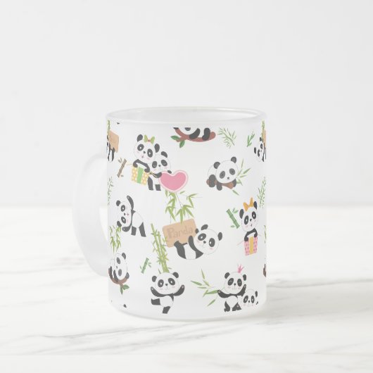 パンダの模様 フロストグラスマグカップ (正面左)