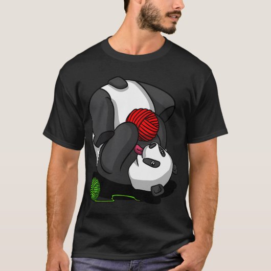 パンダの毛糸の編み物 Tシャツ (正面)