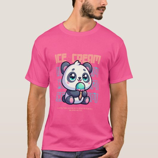 パンダの氷菓子サマーデザートアイス大好き Tシャツ (正面)