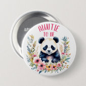 パンダの熊の花の赤ちゃんシャワーおばさん 缶バッジ (正面&裏面)