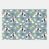 パンダの熊，虹，離れとストライプ ラッピングペーパーシート (正面)