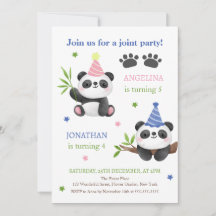 パンダの男の子と女の子の合同誕生日 