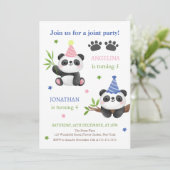 パンダの男の子と女の子の合同誕生日 招待状 (スタンド正面)