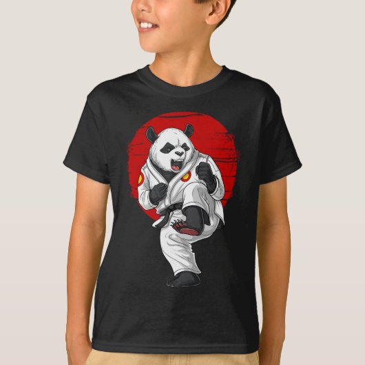 パンダの空手キックボクシングムエタイ武術 Tシャツ (正面)