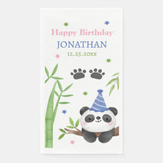 パンダの緑の竹の子供の誕生日 
