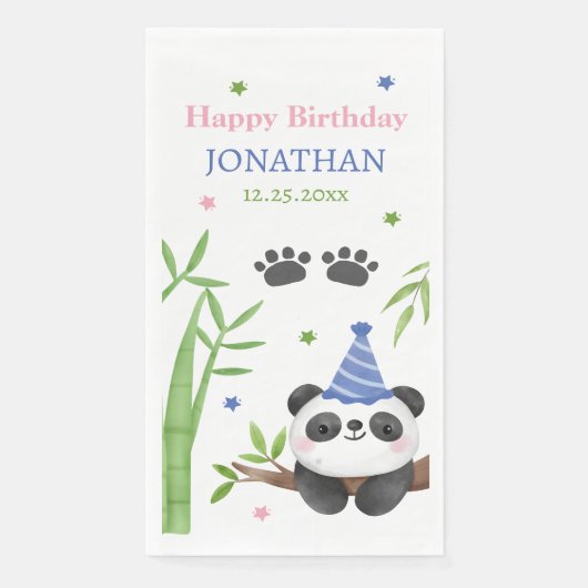パンダの緑の竹の子供の誕生日  (正面)