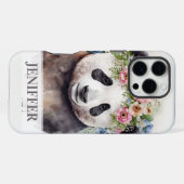 パンダの花の水彩画 iPhoneケース (裏面横)