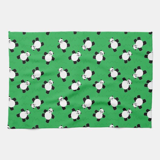 パンダの草の上に寝る キッチンタオル (横)