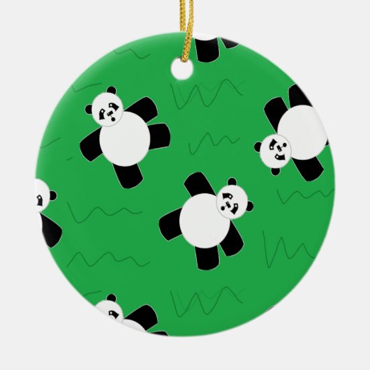 パンダの草の上に寝る セラミックオーナメント (正面)