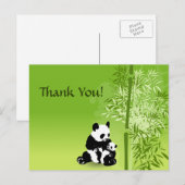 パンダの親子と竹のお礼 ポストカード (正面/裏面)