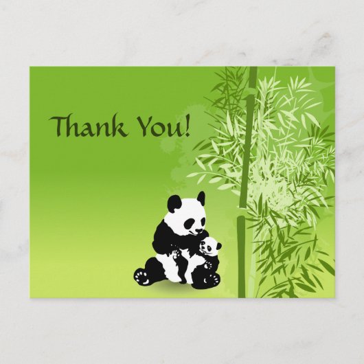 パンダの親子と竹の感謝 ポストカード (正面)