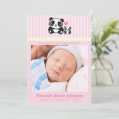 パンダの誕生の発表-ピンク 案内状 (スタンド正面)