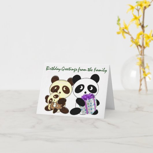 パンダの誕生日の挨拶 カード (黄色い花)