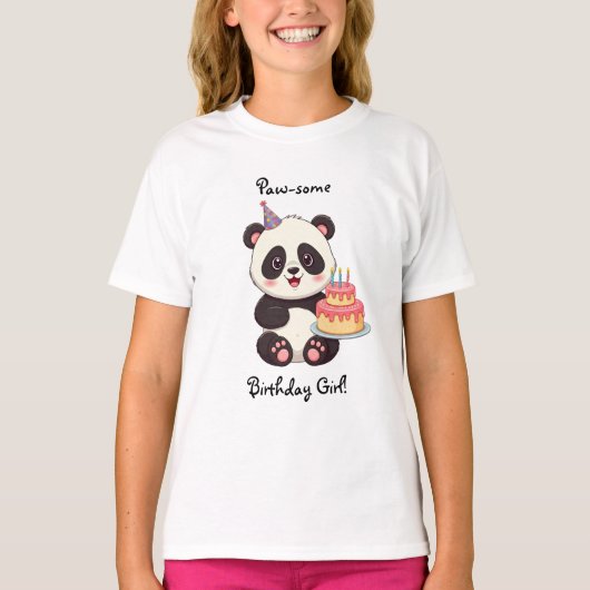 パンダの誕生日ガールTシャツ Tシャツ (正面)