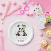 パンダの誕生日招待状、パンダの女の子の誕生日 ペーパープレート (パーティー)