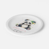 パンダの誕生日招待状、パンダの女の子の誕生日 ペーパープレート (アングル)