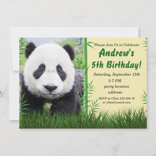 パンダの誕生日招待状 招待状 (正面)