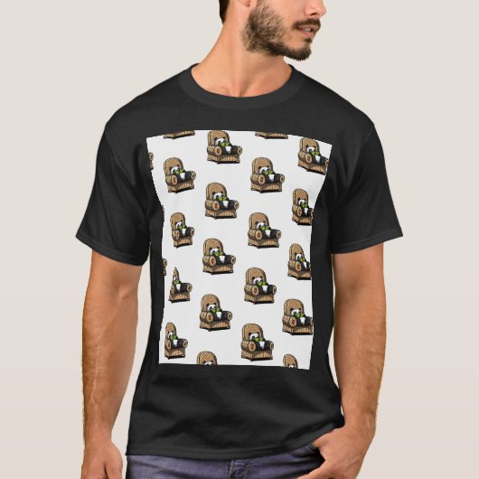 パンダの読書 Tシャツ (正面)