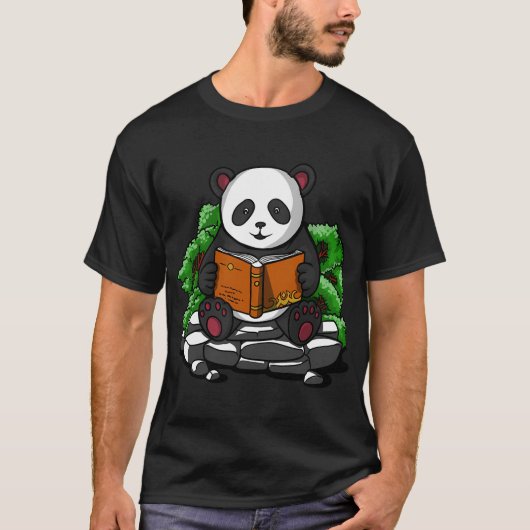 パンダの読書 Tシャツ (正面)