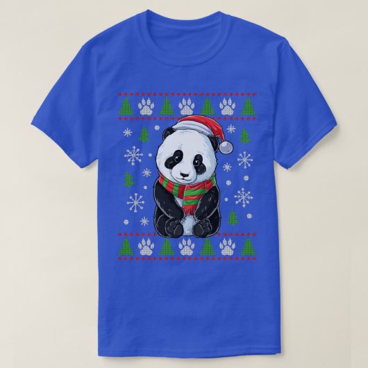パンダの醜いクリスマスセーターサンタハットベアクリスマスG Tシャツ (デザイン正面)