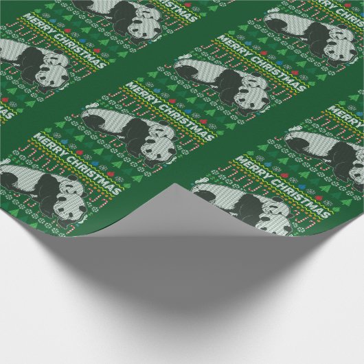 パンダの醜いクリスマスセーター野生生物シリーズ ラッピングペーパー (角)