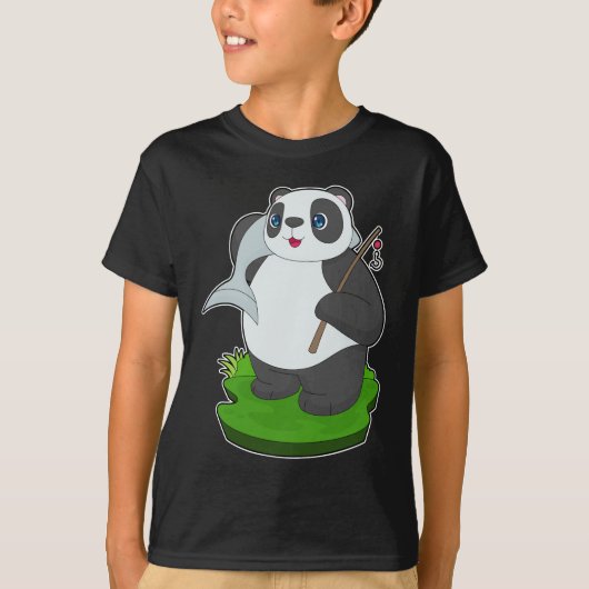 パンダの釣り人 釣り フィッシング Tシャツ (正面)