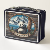 パンダの隠された聖域:竹満足 メタルランチボックス (正面)