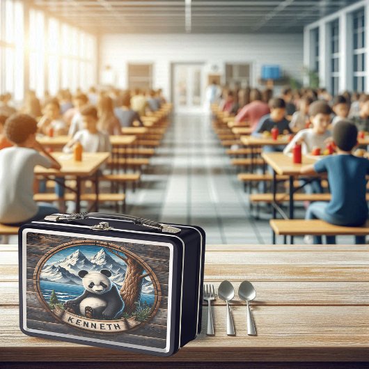 パンダの隠された聖域:竹満足 メタルランチボックス